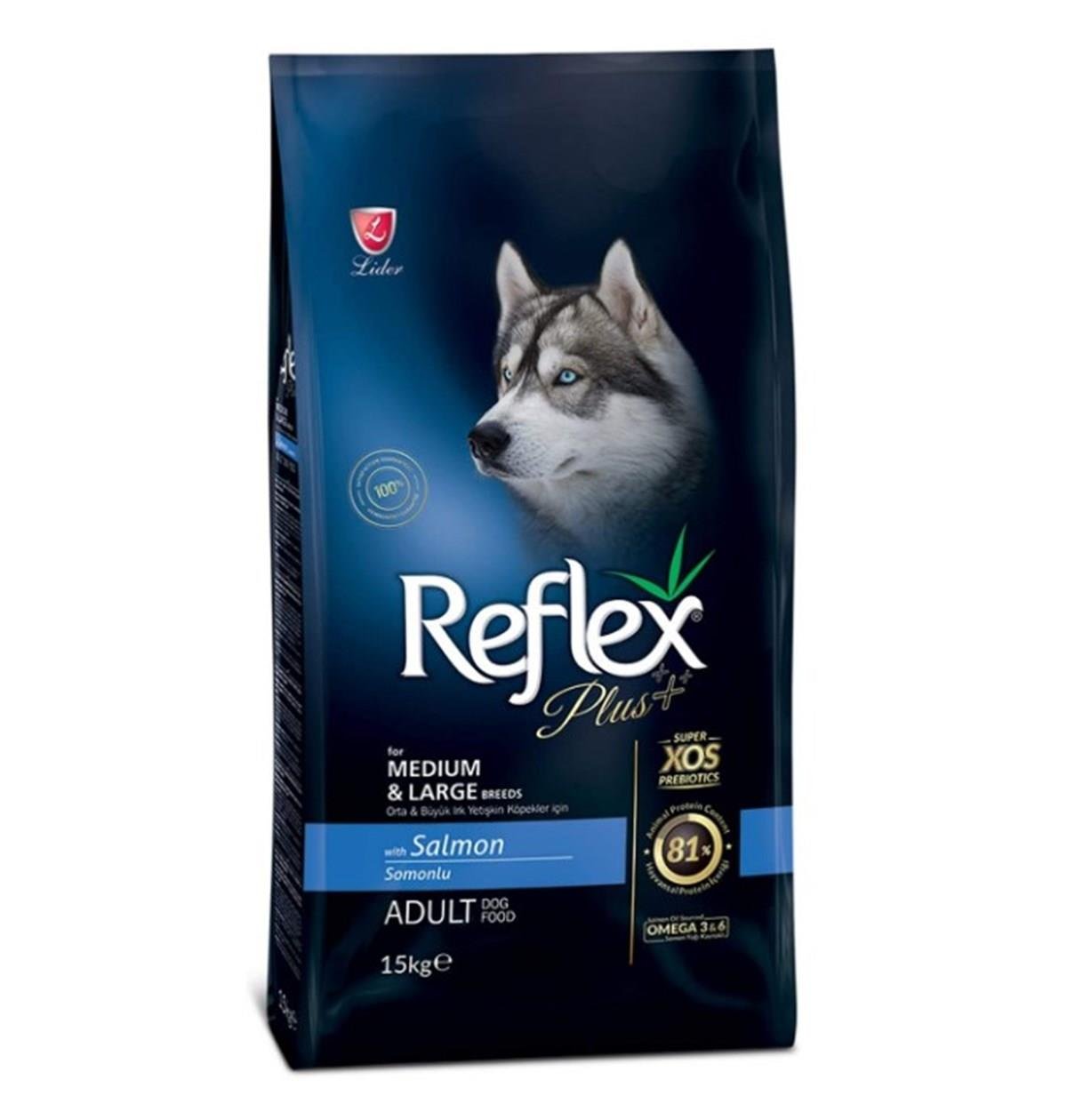 Reflex Plus Orta Büyük Irk Somon Yetişkin Köpek Maması 15 Kg
