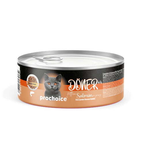 Prochoice Döner Salmon, Sos İçinde Somon Balıklı Tam & Dengeli Yavru Kedi Konservesi  12x70 gr