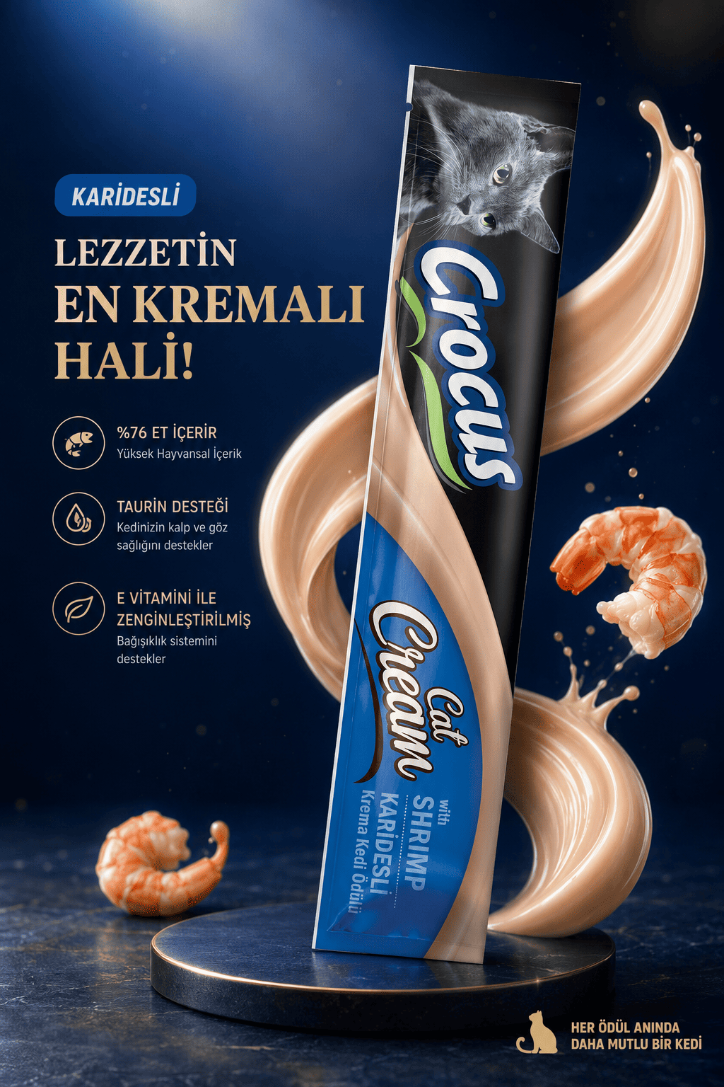 Crocus Karidesli Krema Kedi Ödülü 4x15gr