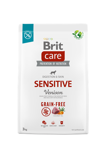 Brit Care Sindirim Sistemi, Gıda İntoleransı Ve Deri Hassasiyetine Sahip Köpekler İçin, Tahılsız, Geyik Etli Kuru Mama 3 kg