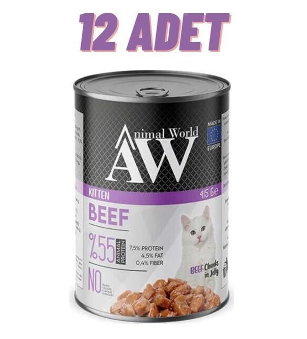 Animal World Kitten Beef Jelly Yavru Kedi Konservesi 12x415 Gr