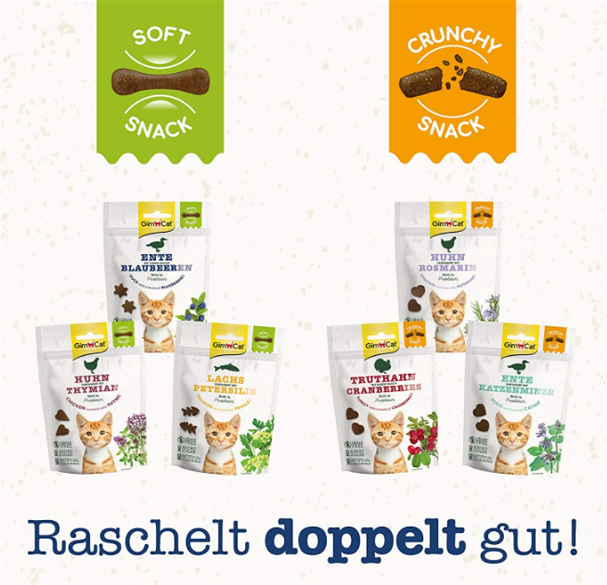 Gimcat Soft Snacks Duck & Blueberry Tahılsız Kedi Ödülü 60 Gr