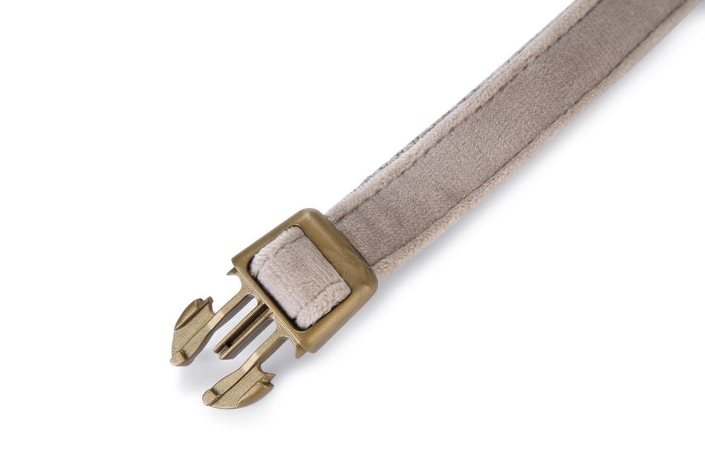 Beeztees DBL Köpek Tasması, Kadife, Gri, 48-70cm, 25mm