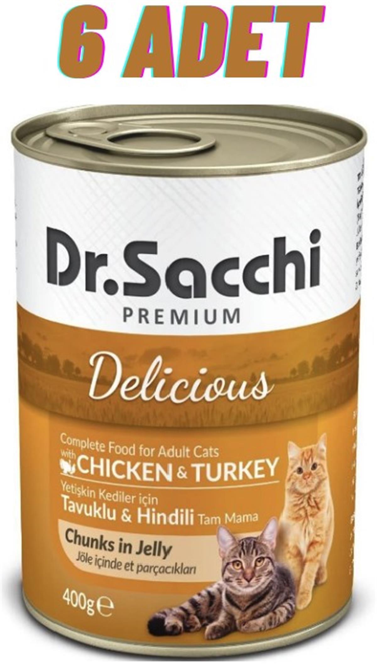 Dr.Sacchi Tavuklu Hindili Kedi Konservesi 6x400 Gr