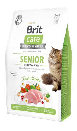 Brit Care Kilo Kontrolü İhtiyacı Olan Yaşlı Kediler İçin, Tahılsız, Hipoalerjenik, Taze Tavuk Etli Kuru Mama 2 kg