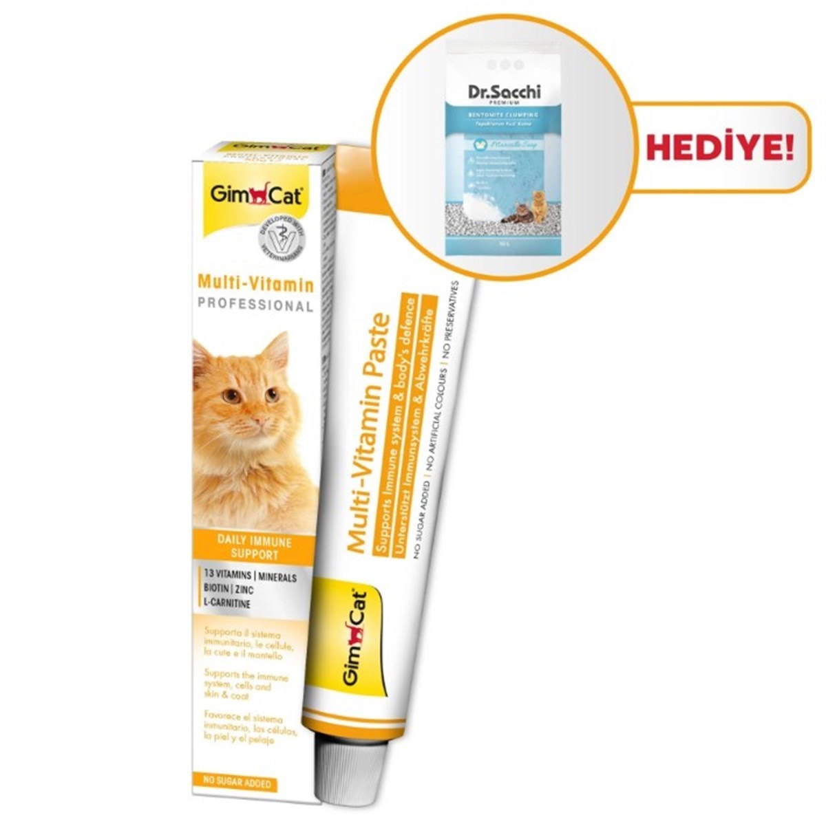 Gimcat Multivitamin 100 Gr+ Dr.Sacchi Marsilya Kedi Kumu Hediye