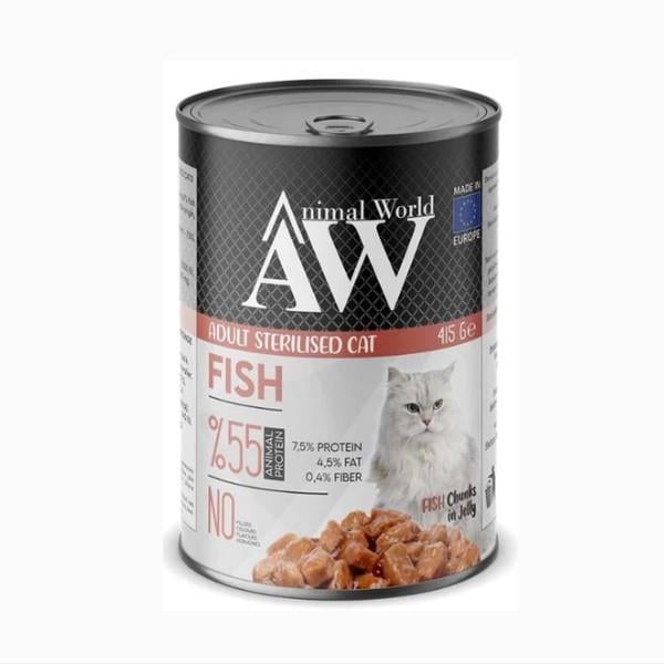 Animal World Sterilised Cat Fish Jelly Kedi Konservesi 415 Gr