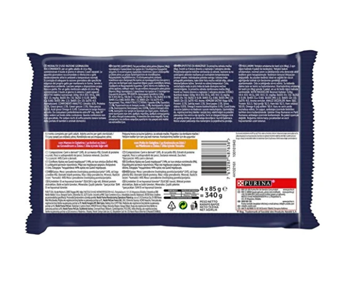 Felix Pouch Tavuklu ve Sığır Etli Kedi Konservesi 4x85 gr