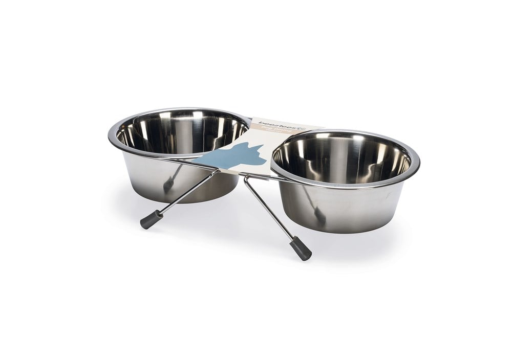 Beeztees Köpek İkili Mama Su Kabı, Paslanmaz Çelik, 16cm, 2x900ml