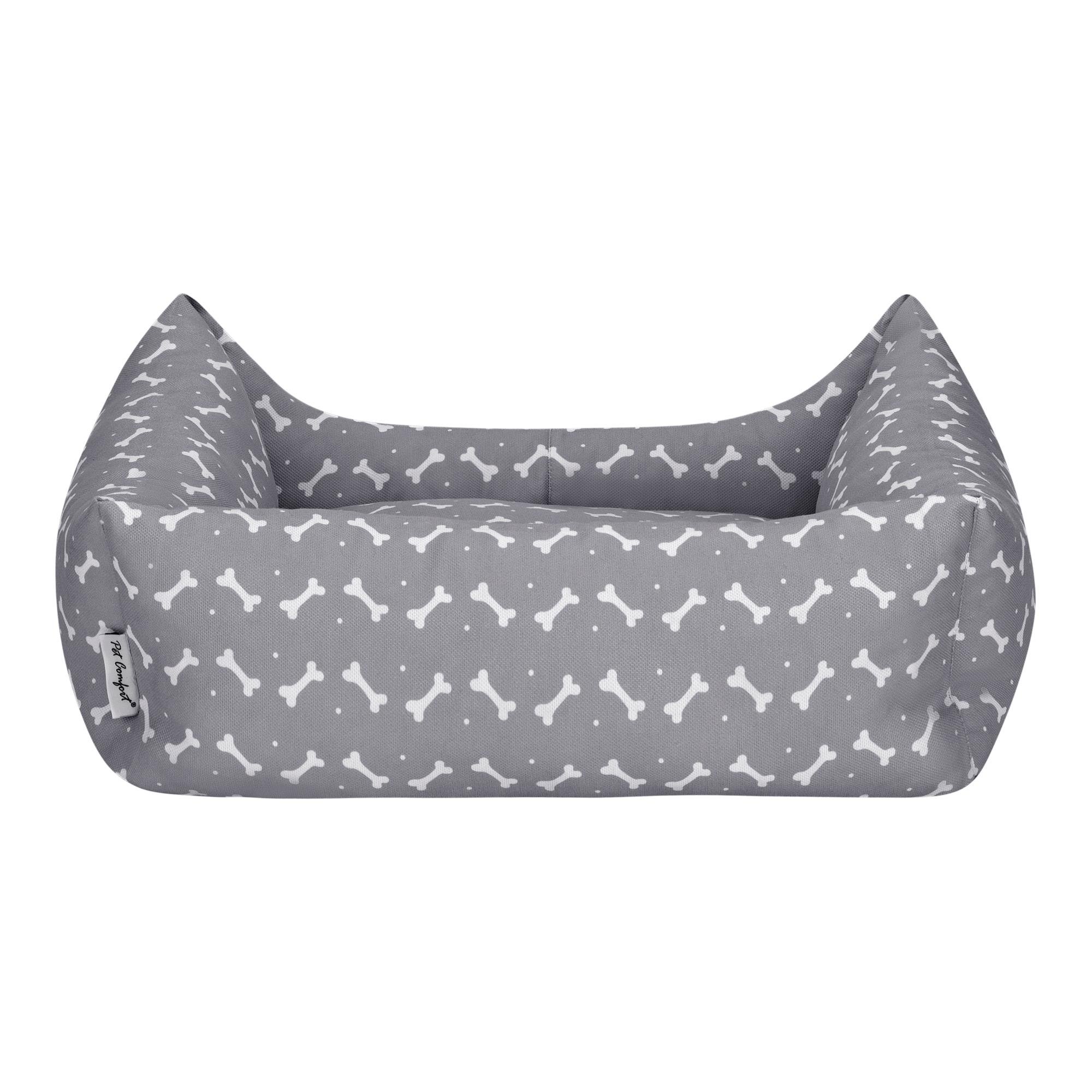 Pet Comfort Uniform Bone Gri-Beyaz Kedi ve Köpek Yatağı M 60x50cm