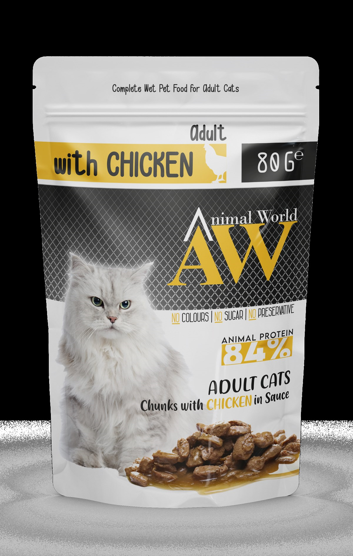Animal World Soslu Tavuk Etli Yetişkin Kedi Konservesi 80 gr