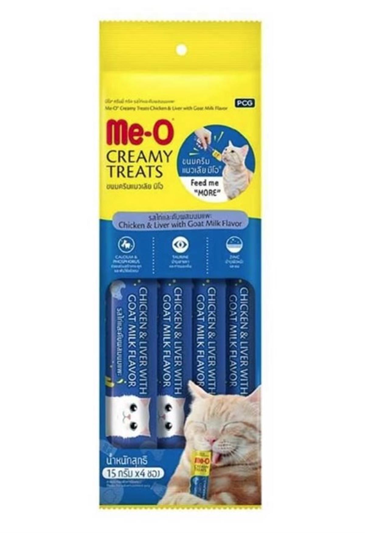 Me-O Creamy Treats Tavuk Karaciğer ve Keçi Sütlü Ek Besin ve Kedi Ödülü 4x15gr