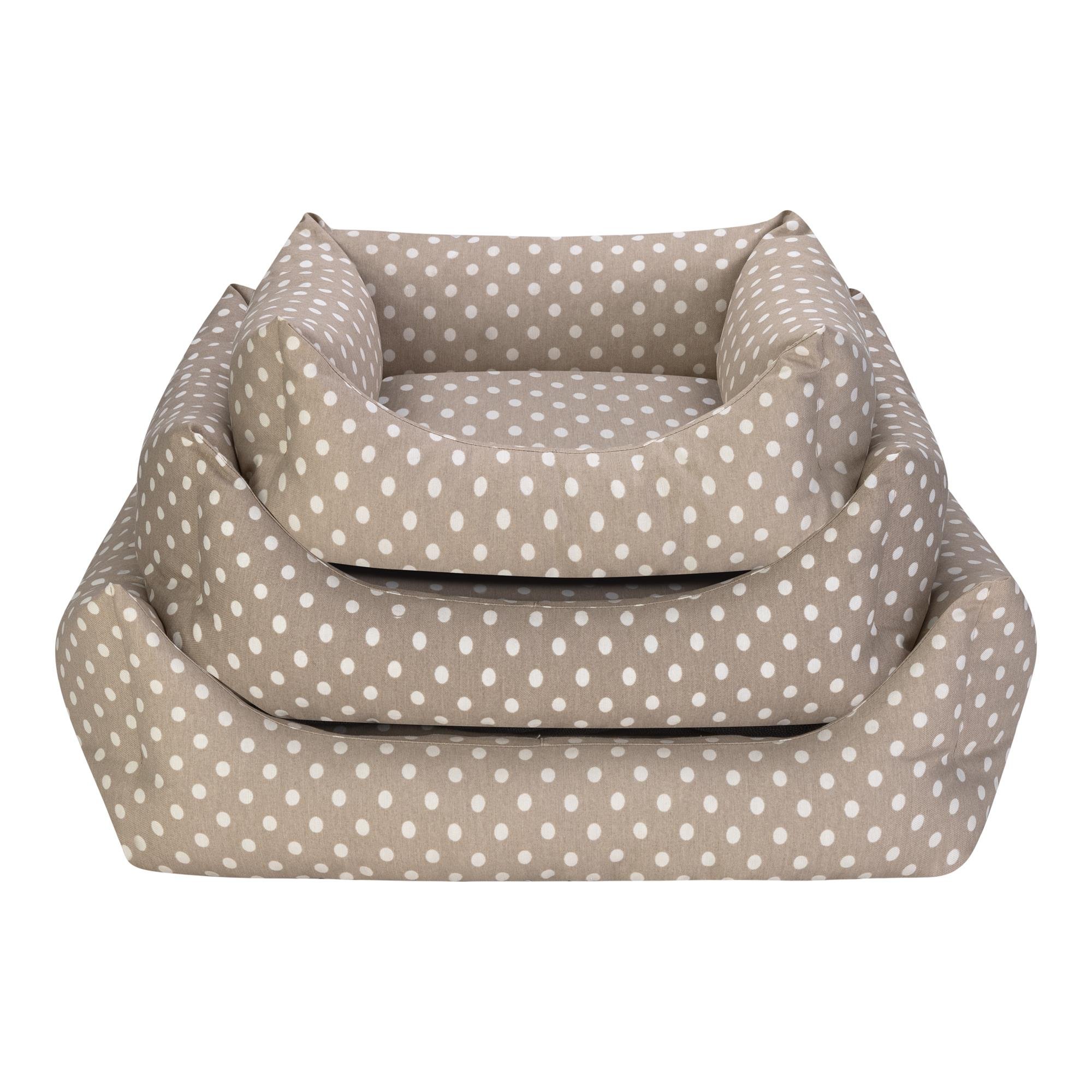 Pet Comfort Uniform Bej Puantiyeli Köpek Yatağı L 70x60cm