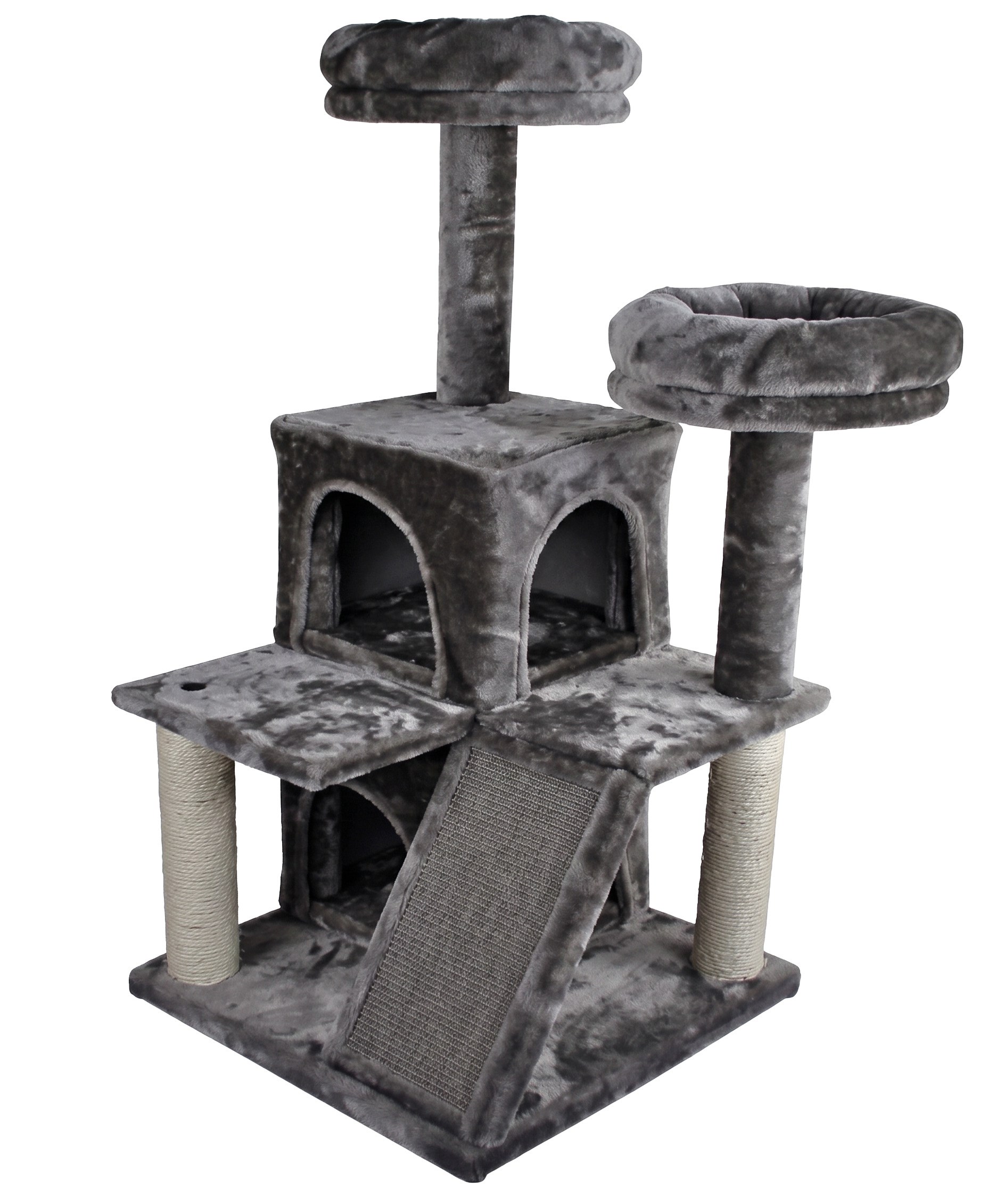 Tommy Çok Katlı Lüks Kedi 50x50x116 Evli Tırmalama Gri