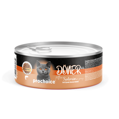 Prochoice Döner Salmon, Sos İçinde Somon Balıklı Tam & Dengeli Yavru Kedi Konservesi  12x70 gr