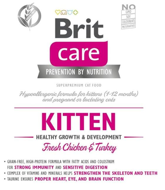 Brit Care Hypo-Allergenic Kitten Tavuklu Ve Hindili Tahılsız Yavru Kedi Maması 7 kg