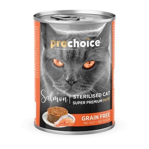 Prochoice Kısırlaştırılmış Kediler İçin, Tahılsız, Somon Balıklı Ezme Konserve 12x400 gr