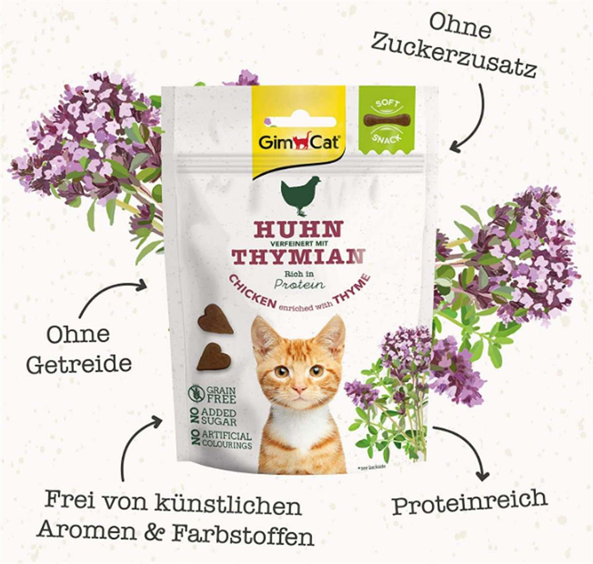 Gimcat Soft Snacks Chicken & Thyme Tahılsız Kedi Ödülü 60 Gr