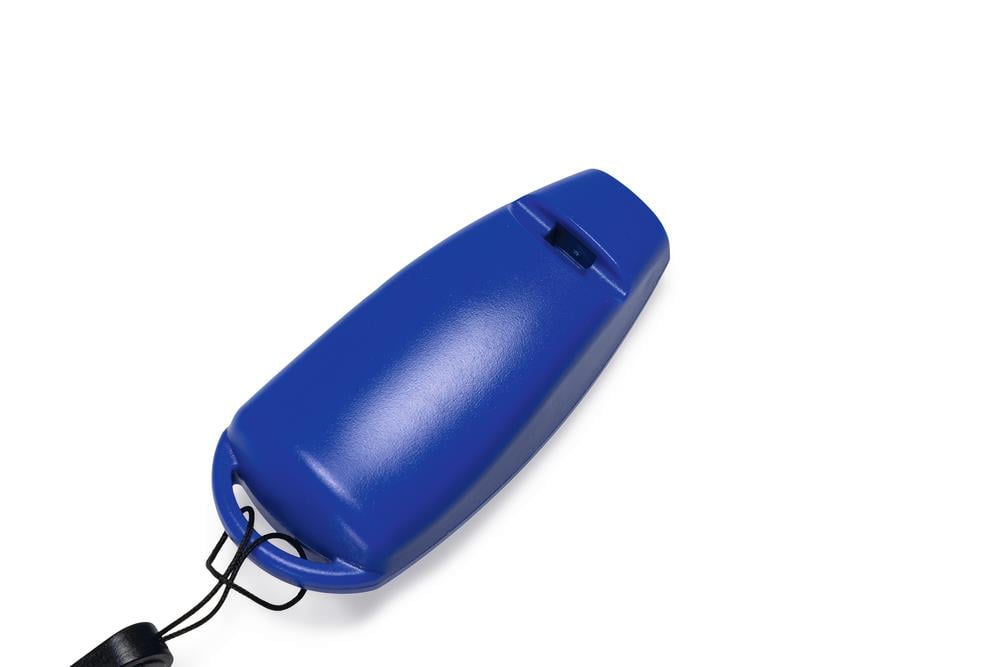 Beeztees Köpek Eğitim Düdüğü ve Klikırı, Karabina ve Bağlama Kordonlu, Mavi, 7x3x2cm