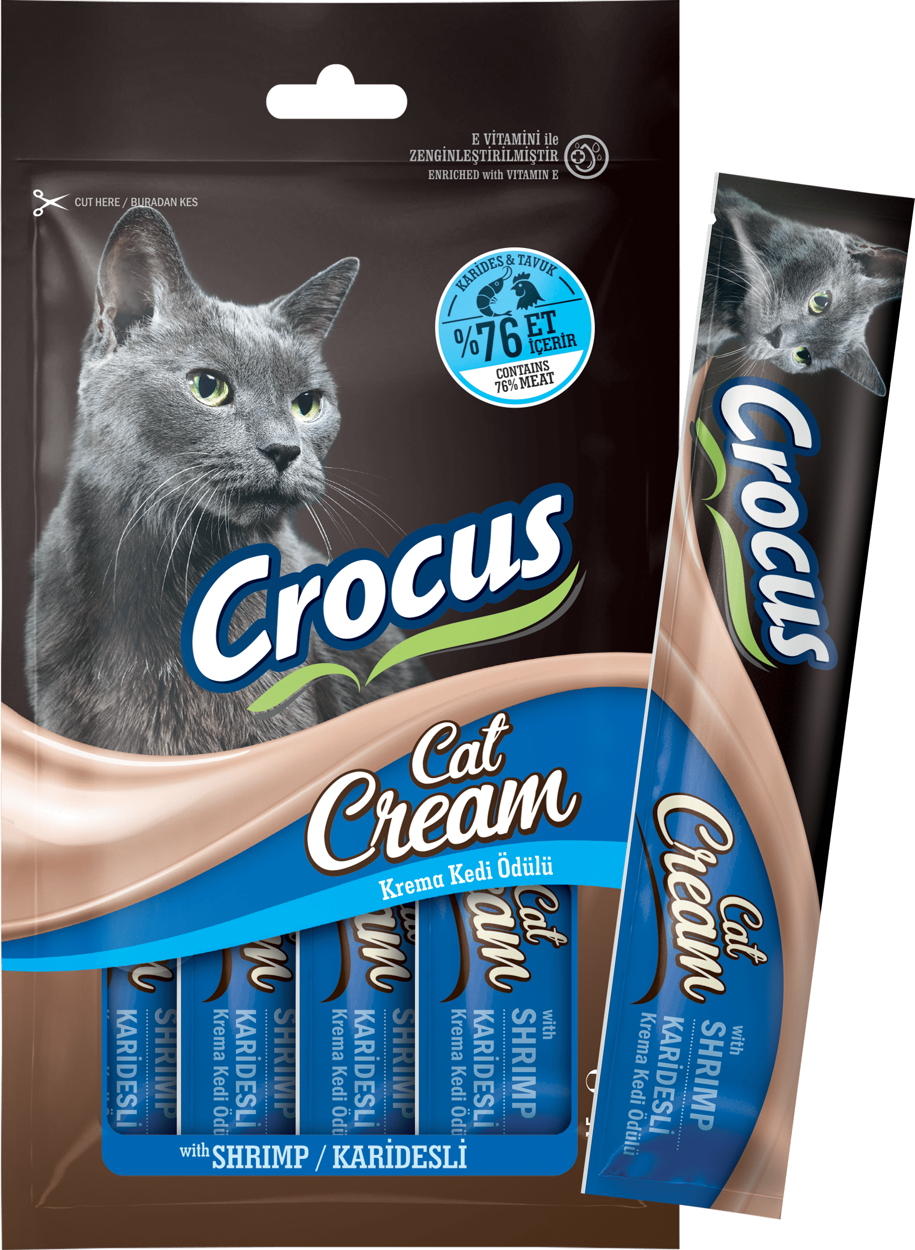 Crocus Karidesli Krema Kedi Ödülü 4x15gr