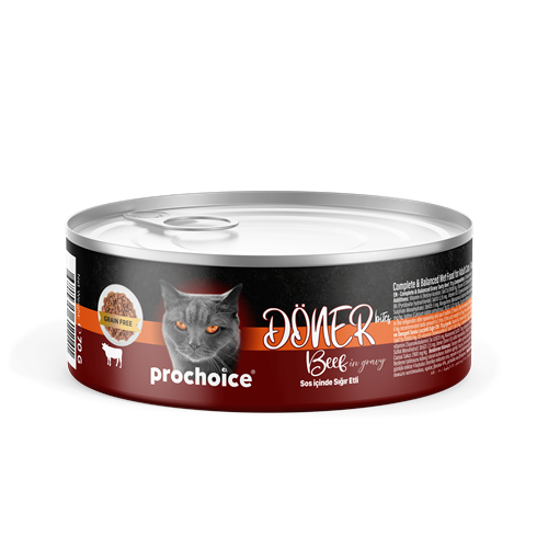 Prochoice Döner Beef, Sos İçinde Sığır Etli Tam & Dengeli Yetişkin Kedi Konservesi 12x70 gr