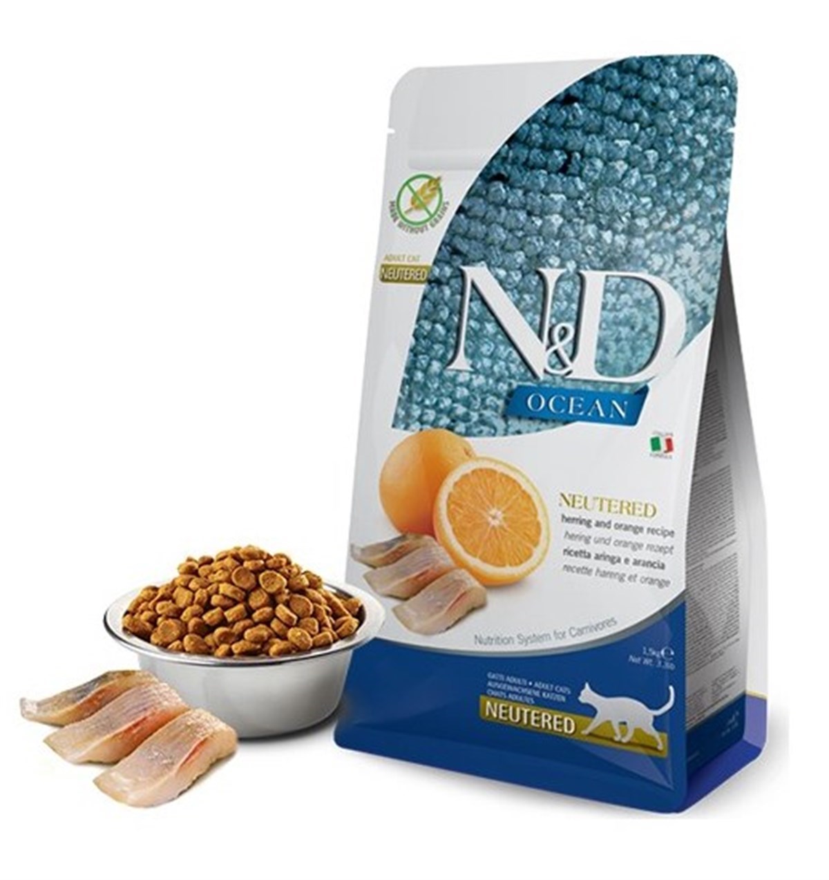 N&D Ocean Ringa Balık&Portakal Tahılsız Kısırlaştırılmış Kedi Maması 5 Kg