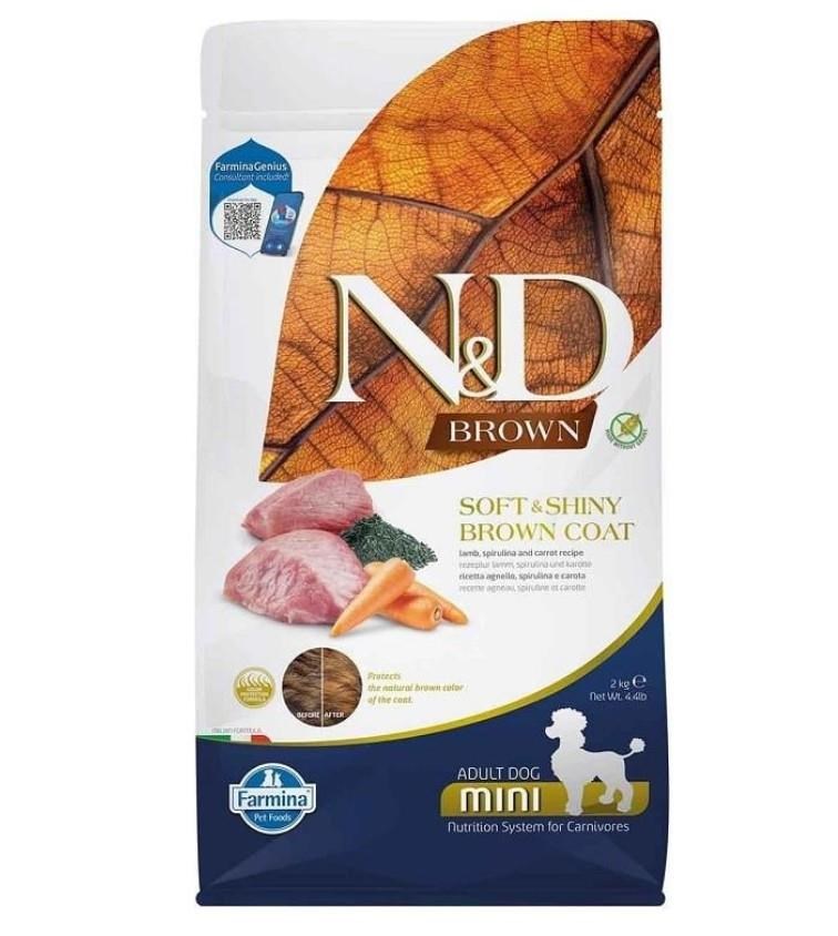 N&D Brown Kuzu Etli Spirulina ve Havuçlu Küçük Irk Yetişkin Köpek Maması 2kg