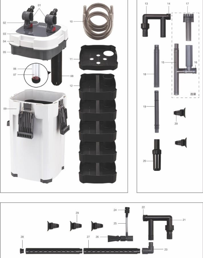 Sobo Dış Filtre 1500 Lth 9W UV Lambalı