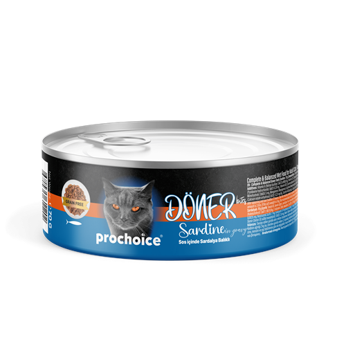 Prochoice Döner Sardine, Sos İçinde Sardalyalı Tam & Dengeli Yetişkin Kedi Konservesi 12x70 gr