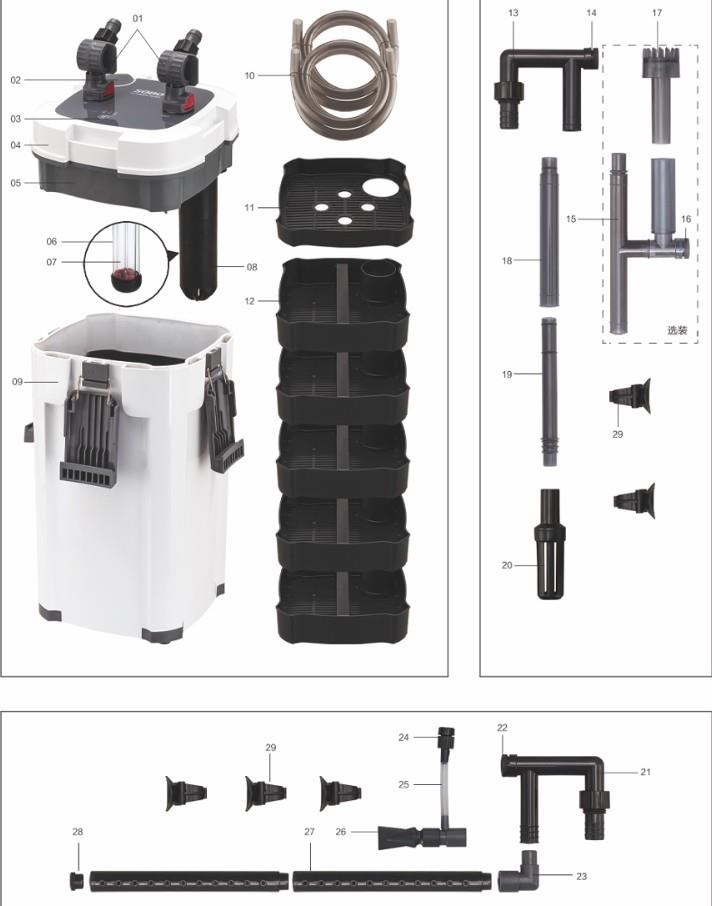 Sobo Dış Filtre 2000 Lth 9W UV Lambalı
