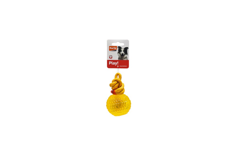 Karlıe İpli Plastik Top Köpek Oyuncağı Sarı 16cm