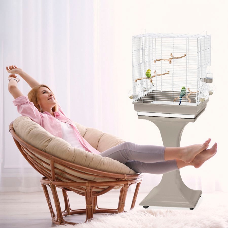 Imac Camılla Ayaklı Kuş Kafesi Bej/beyaz 50x30x56/127cm