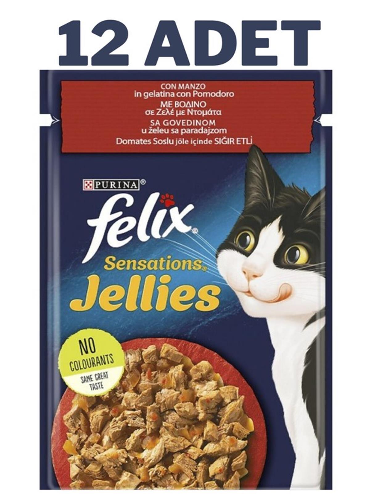 Felix Sensation Sığır Etli Domatesli Kedi Konservesi 12x85 Gr