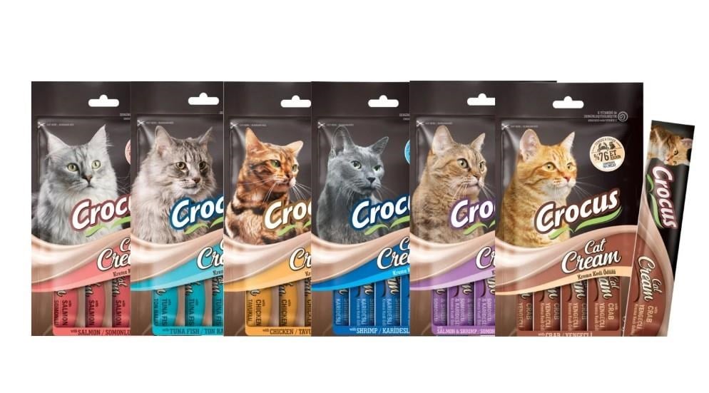 Crocus 6 Çeşit Karışık Krema Kedi Ödülü 4x15gr  6 Paket