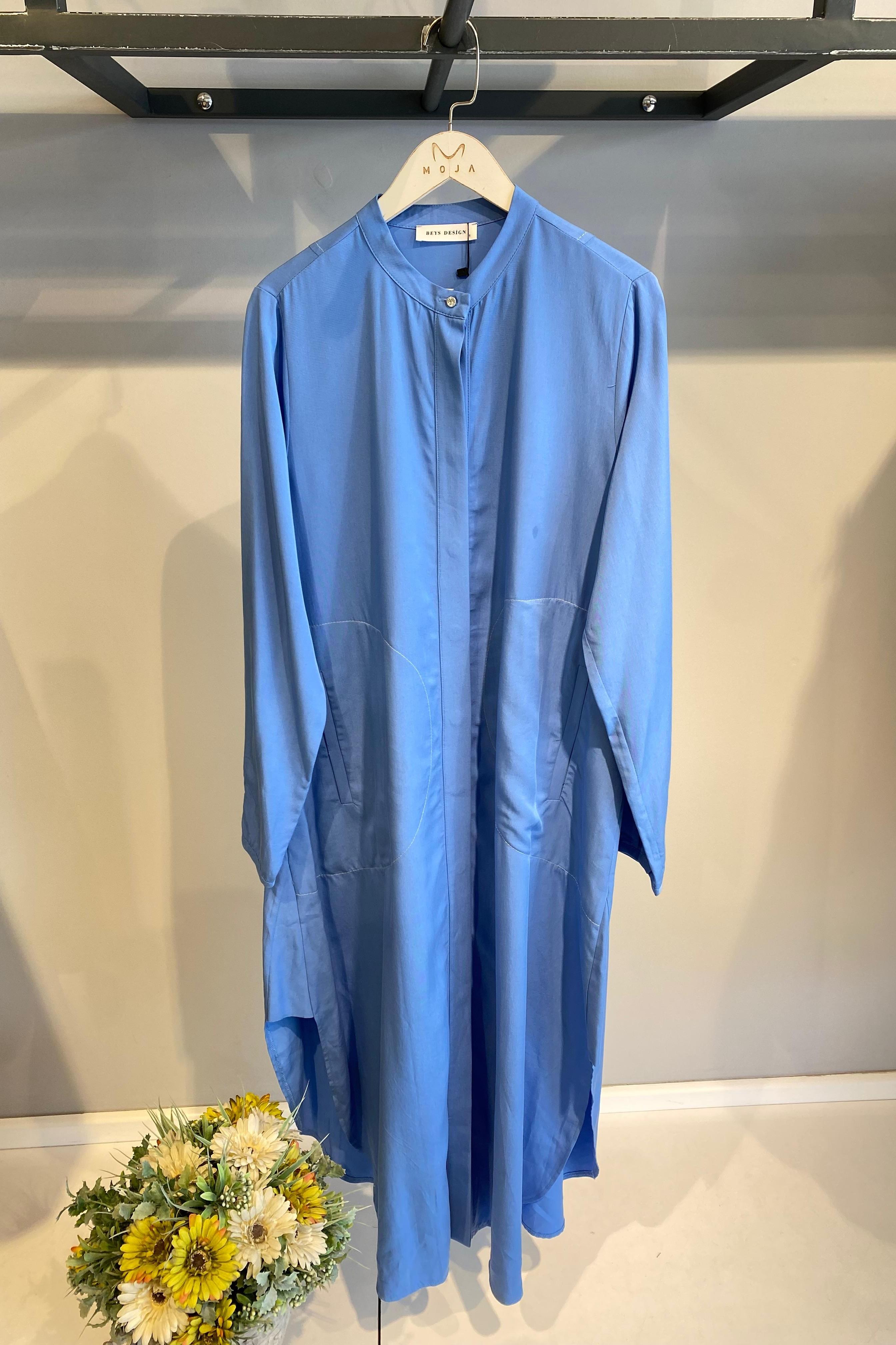 24SS74070 BEYS DESIGN KETEN UZUN GÖMLEK