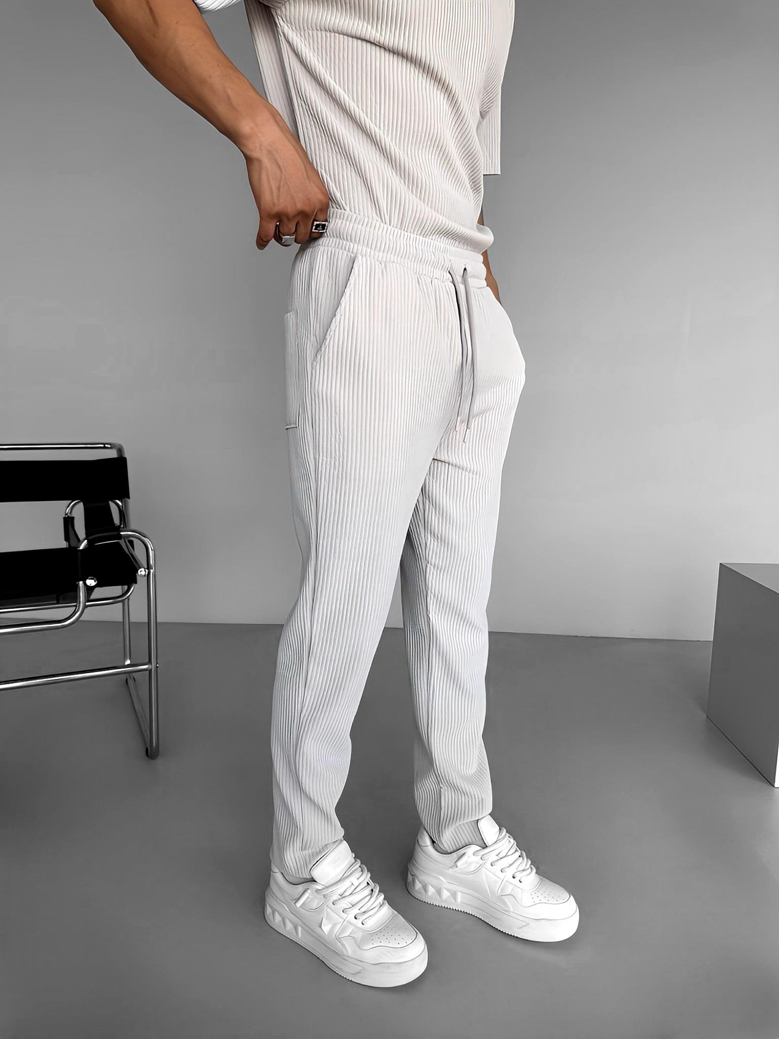 Baggy Fit Fitilli Rahat Pantolon Gri