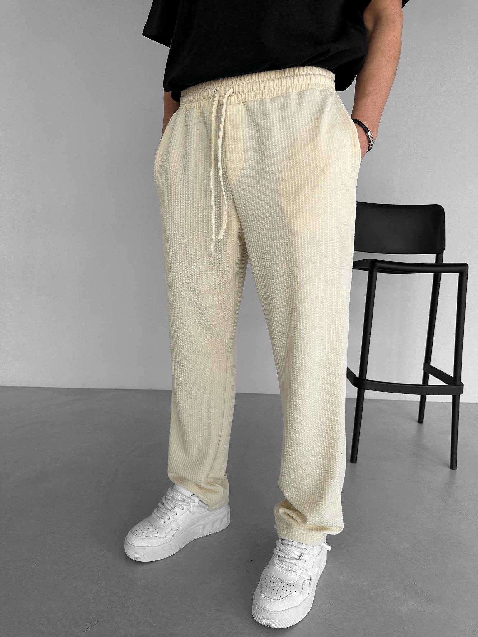 Baggy Fit Rahat Pantolon Krem