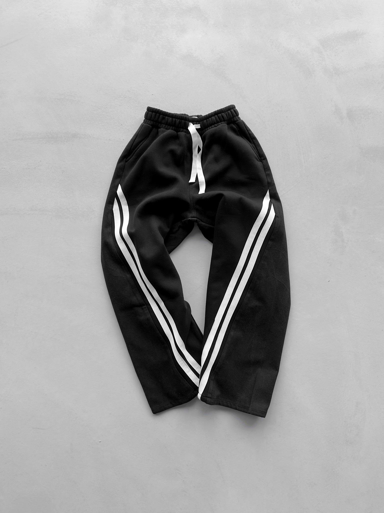 Baggy Fit Şerit Detaylı Duo Jean Siyah