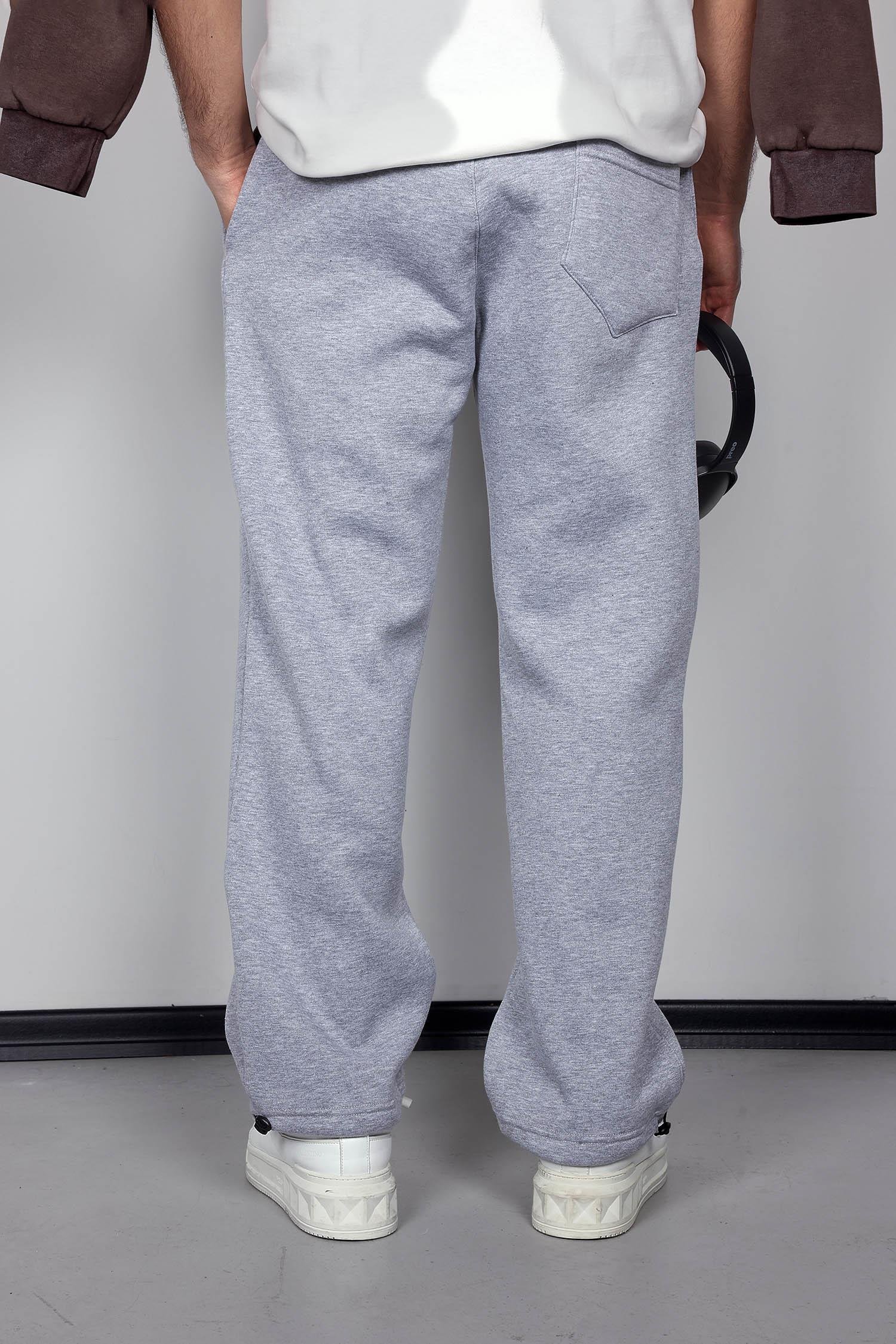 Erkek Ayarlanabilir Paça Lastikli Basic Baggy Fit Eşofman Gri