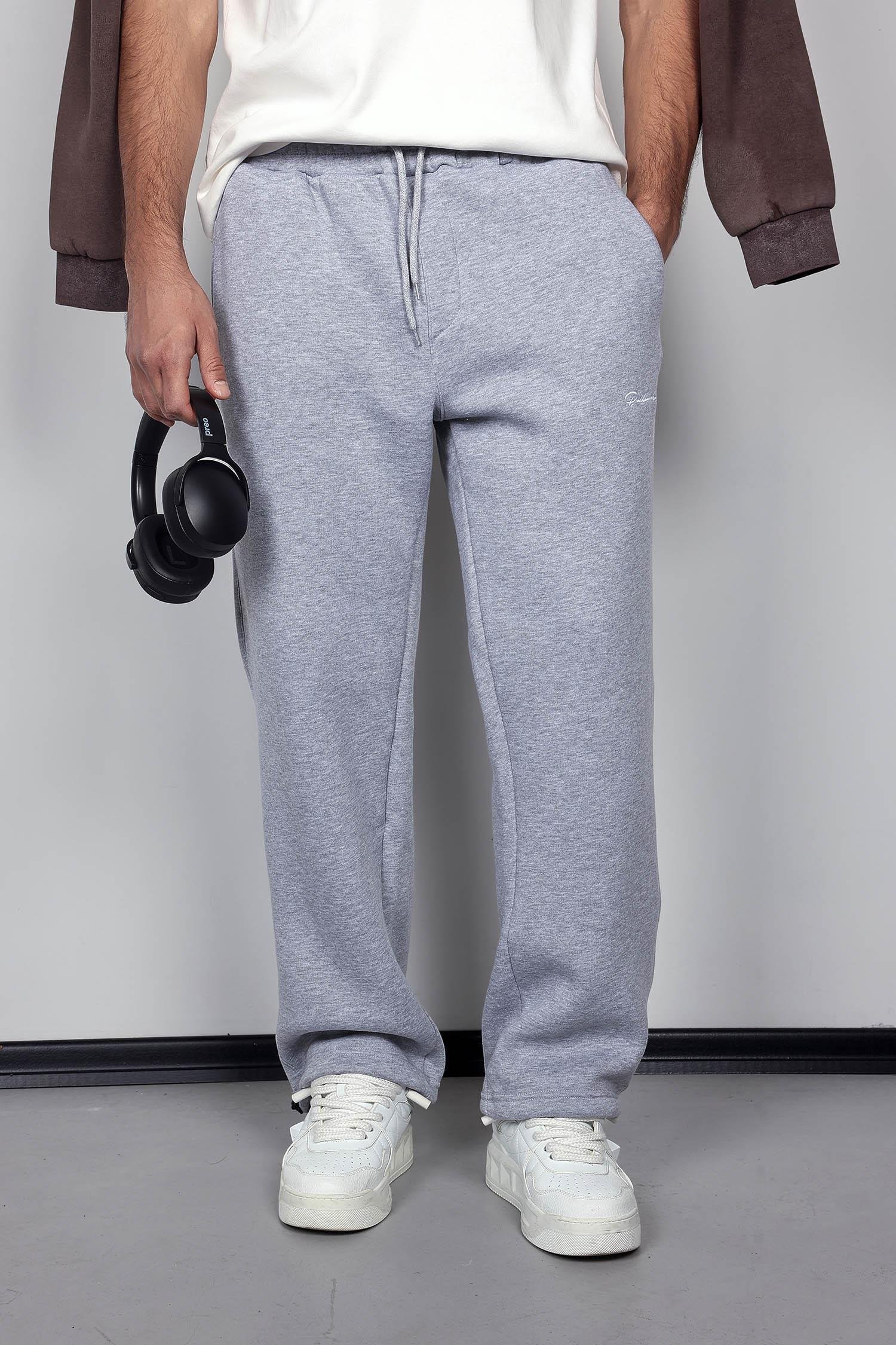 Erkek Ayarlanabilir Paça Lastikli Basic Baggy Fit Eşofman Gri