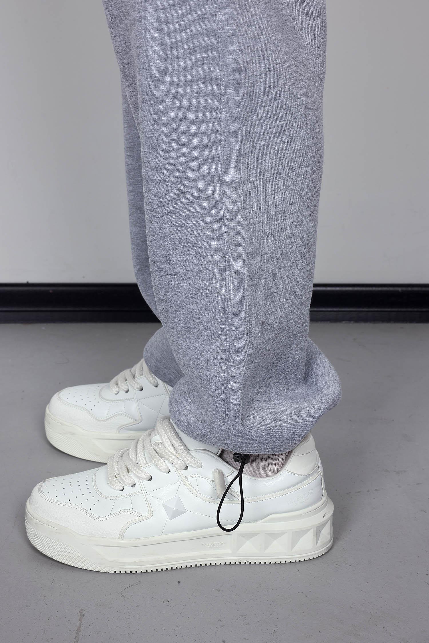 Erkek Ayarlanabilir Paça Lastikli Basic Baggy Fit Eşofman Gri