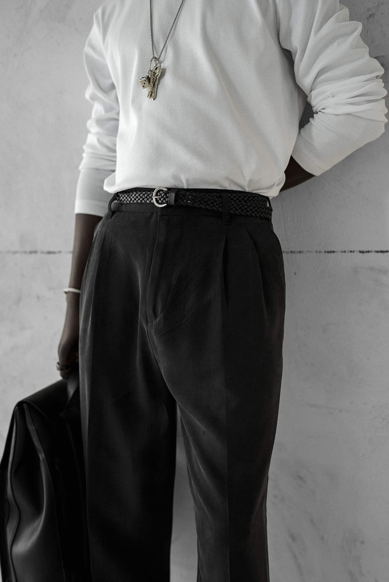 Erkek Baggy Fit Beli Lastikli Pantolon Siyah