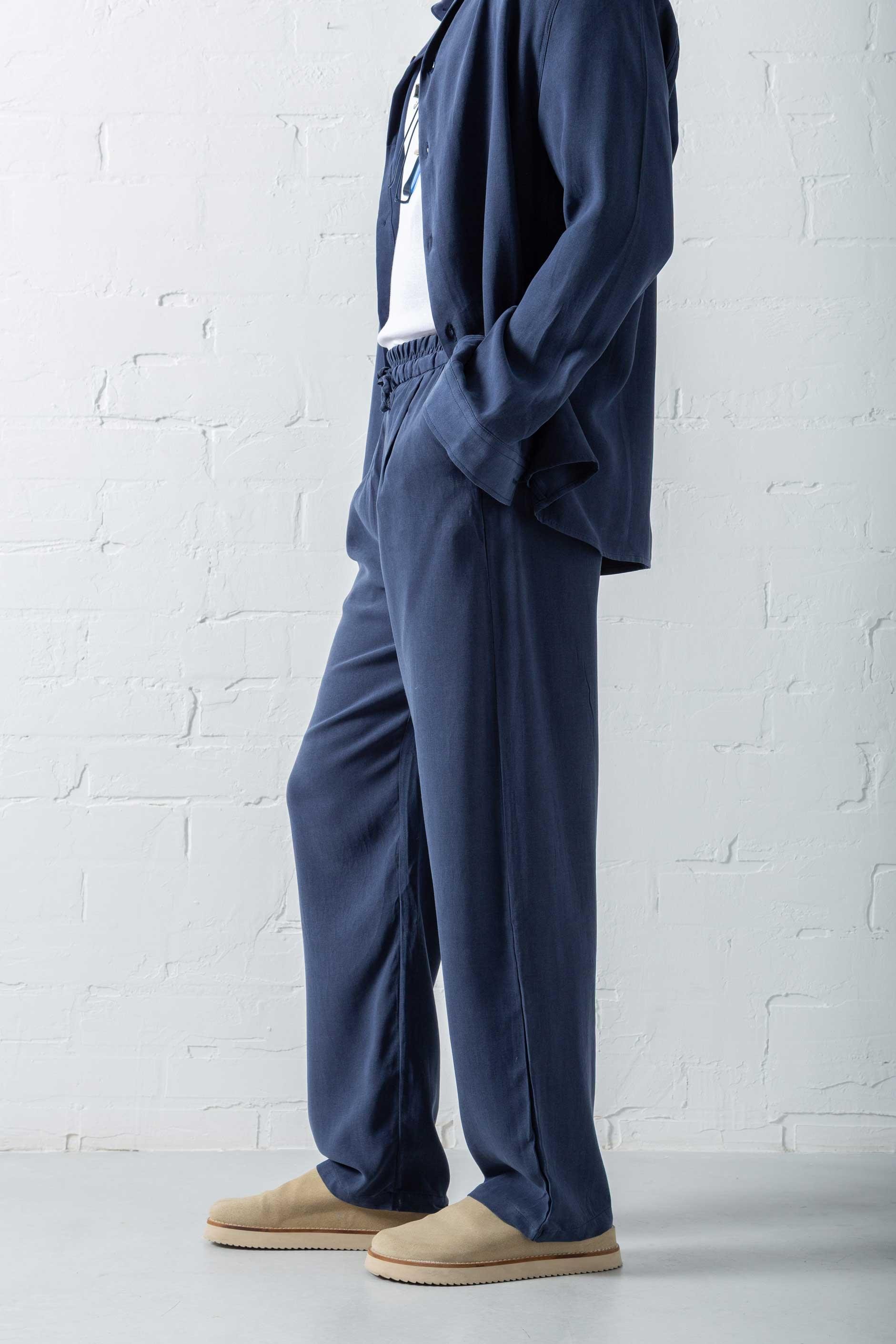 Erkek Baggy Fit Beli Lastikli Pantolon Lacivert