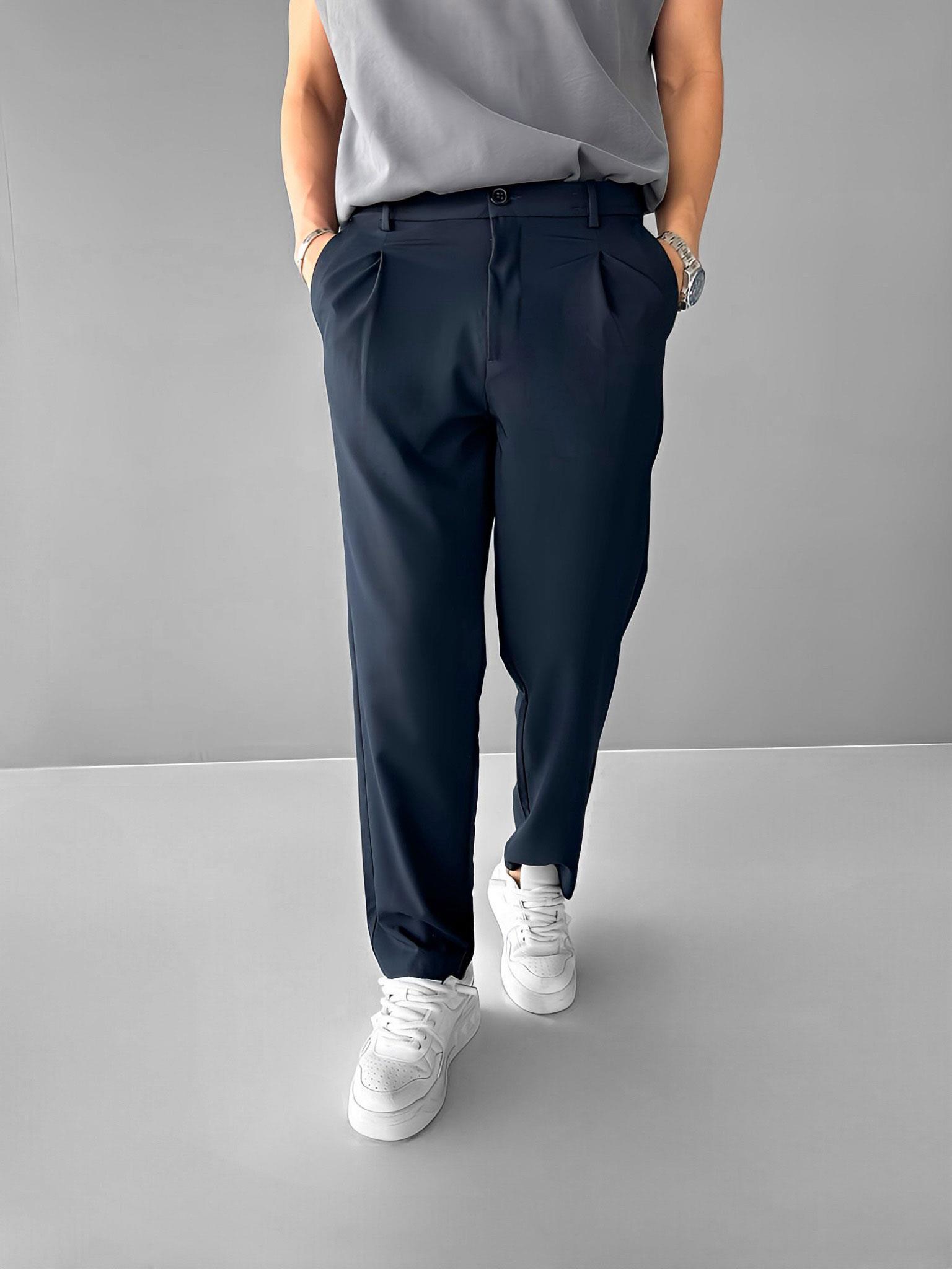 Erkek Baggy Fit Beli Lastikli Rahat Pantolon Lacivert