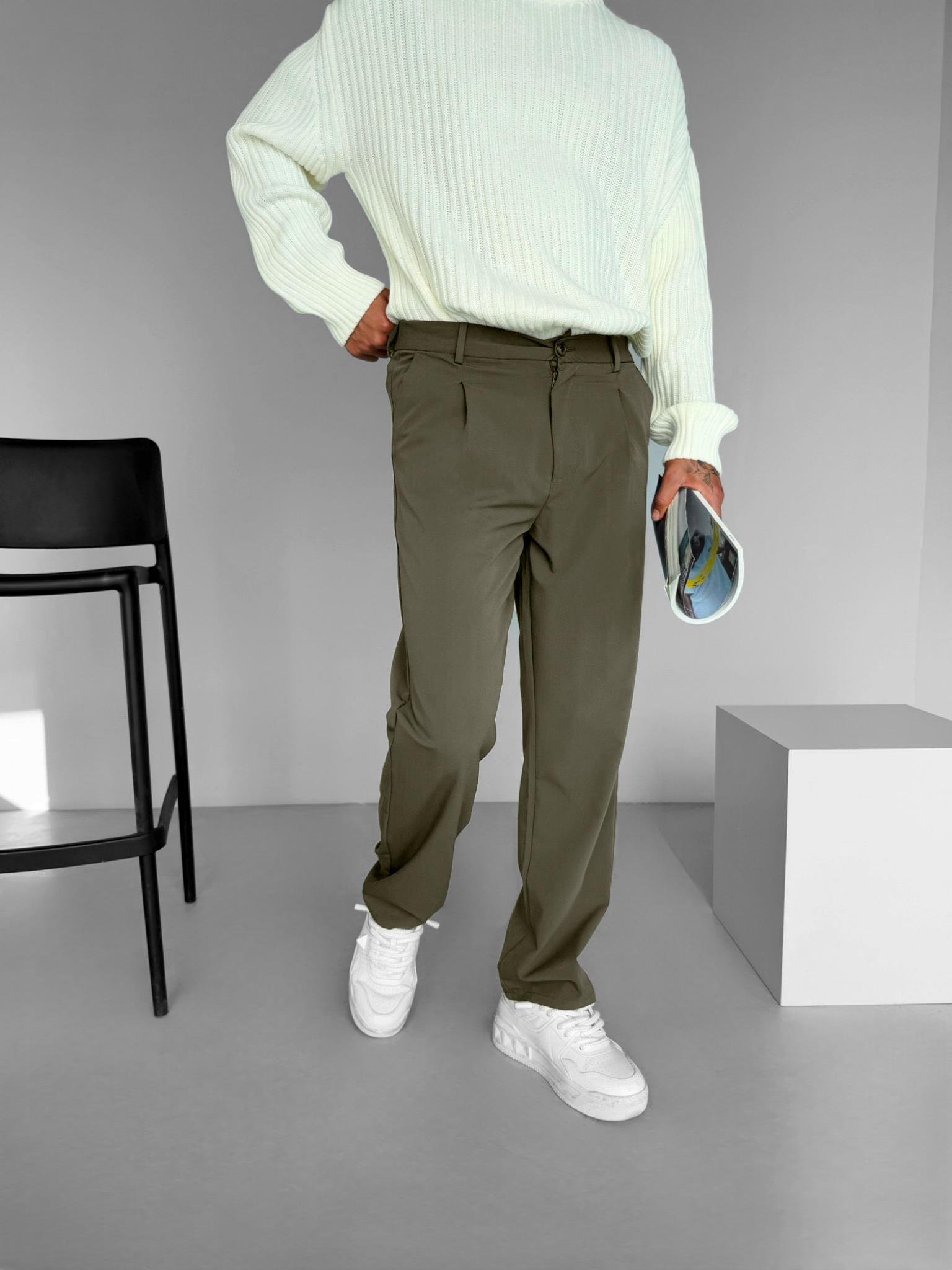 Erkek Baggy Fit Beli Lastikli Rahat Pantolon Haki