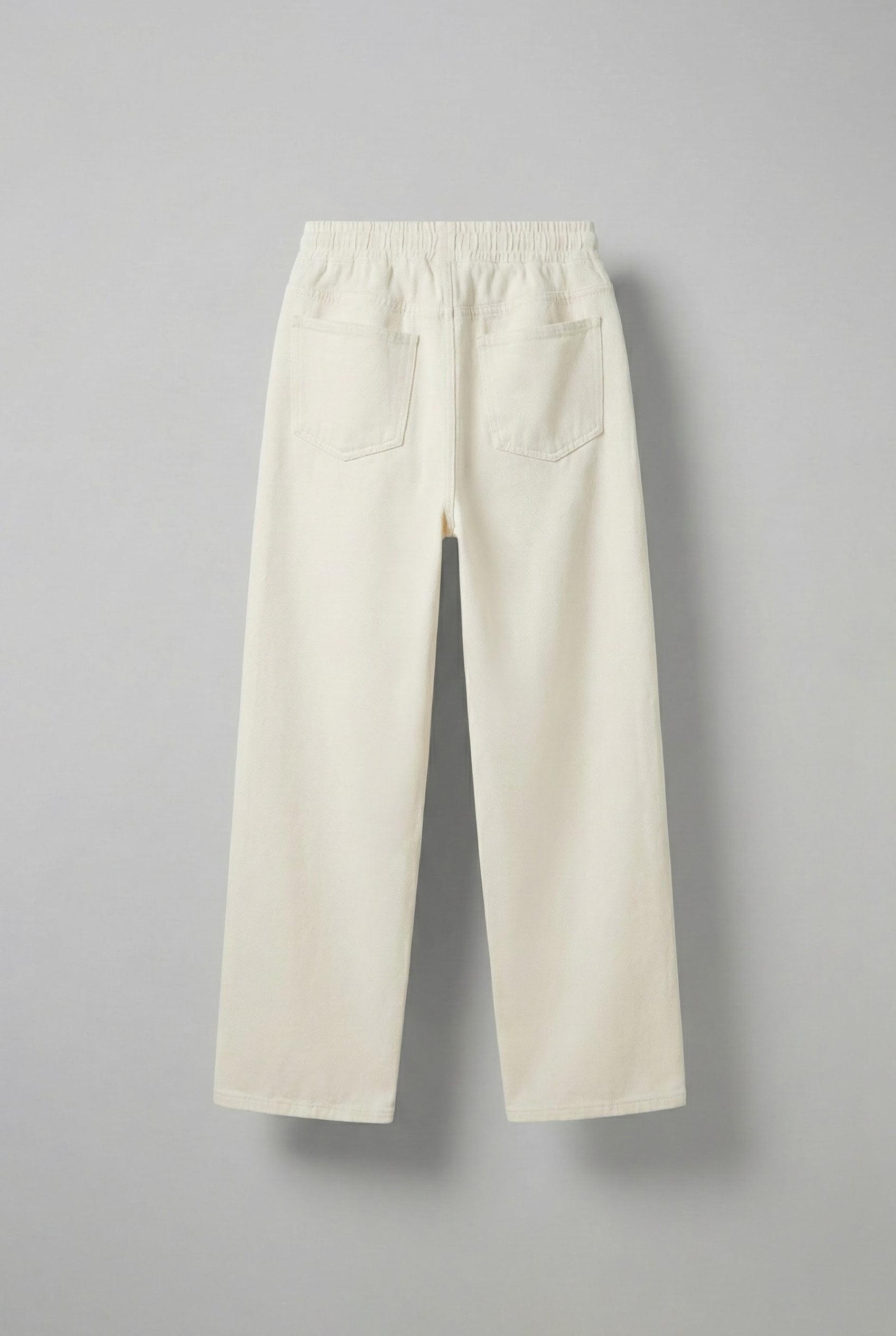 Erkek Baggy Fit Gabardin Kumaş Pantolon Ekru