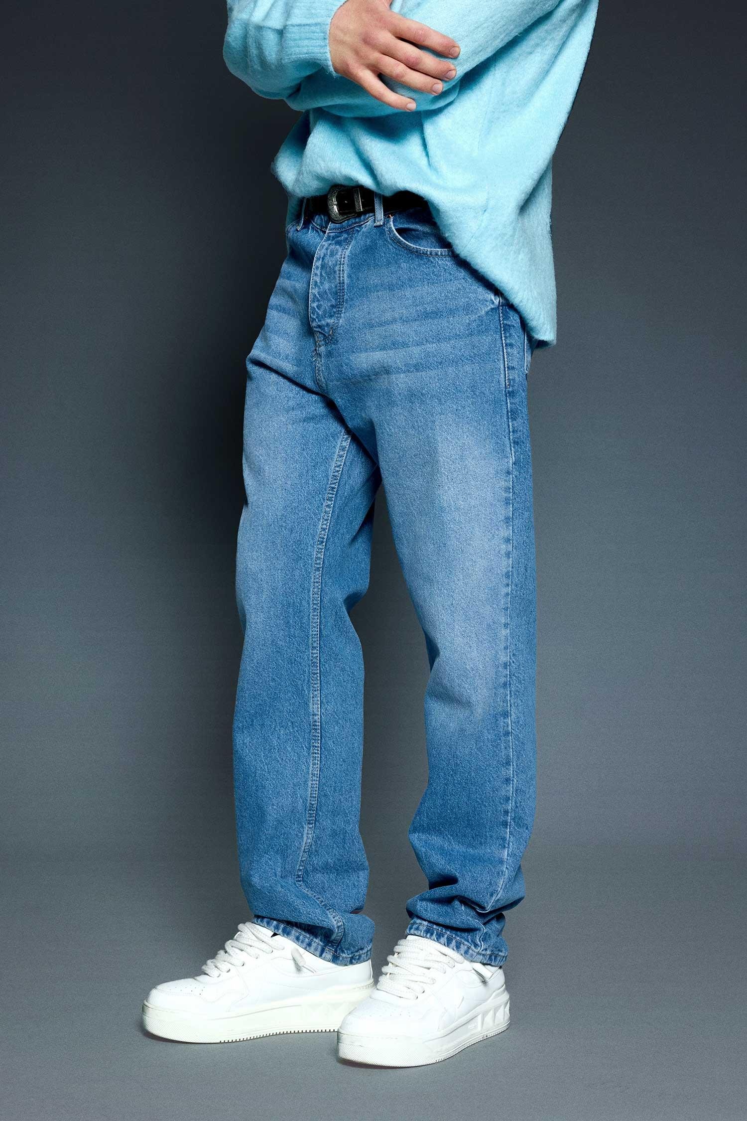 Erkek Baggy Fit Jean Mavi