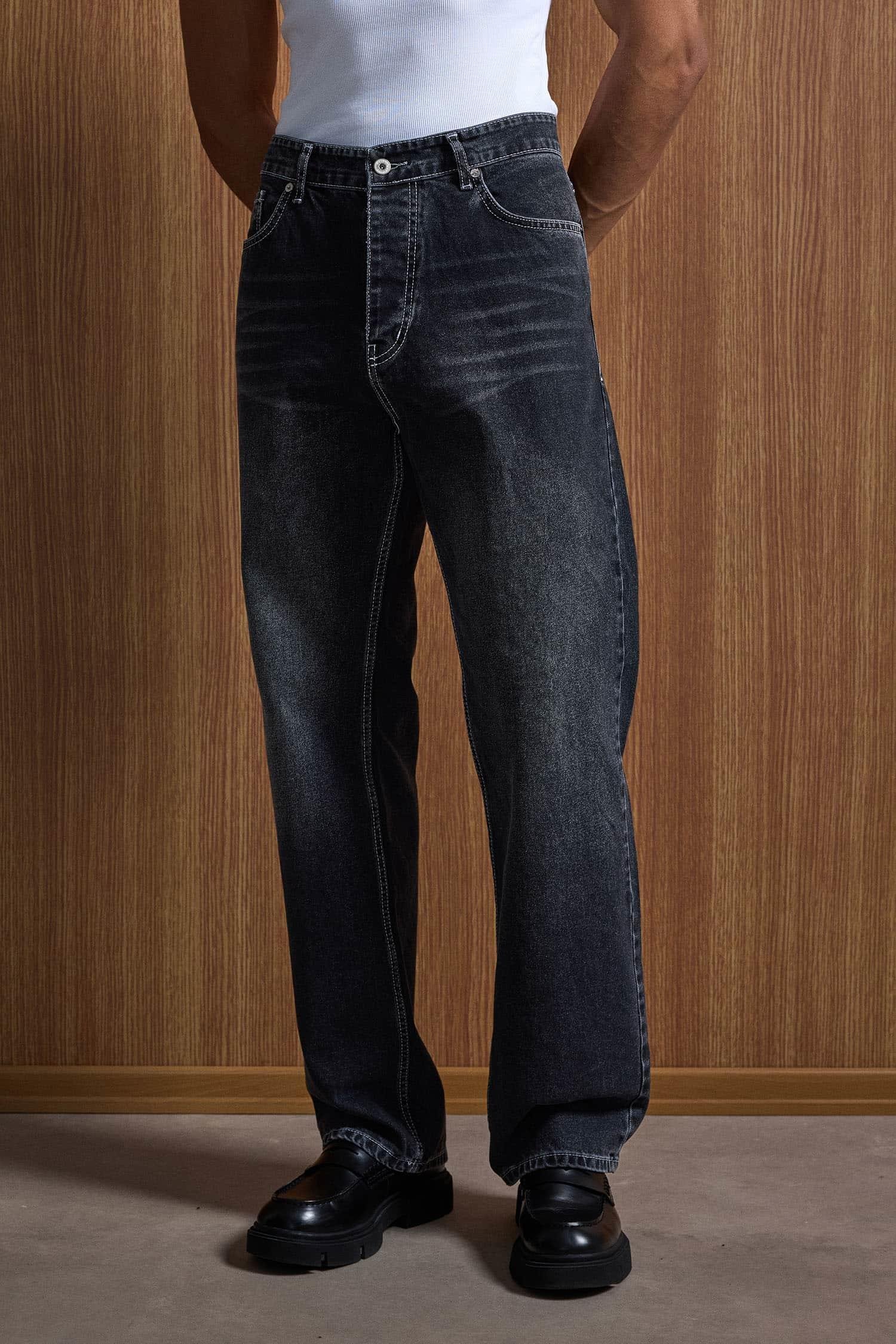 Erkek Baggy Fit Jean Siyah