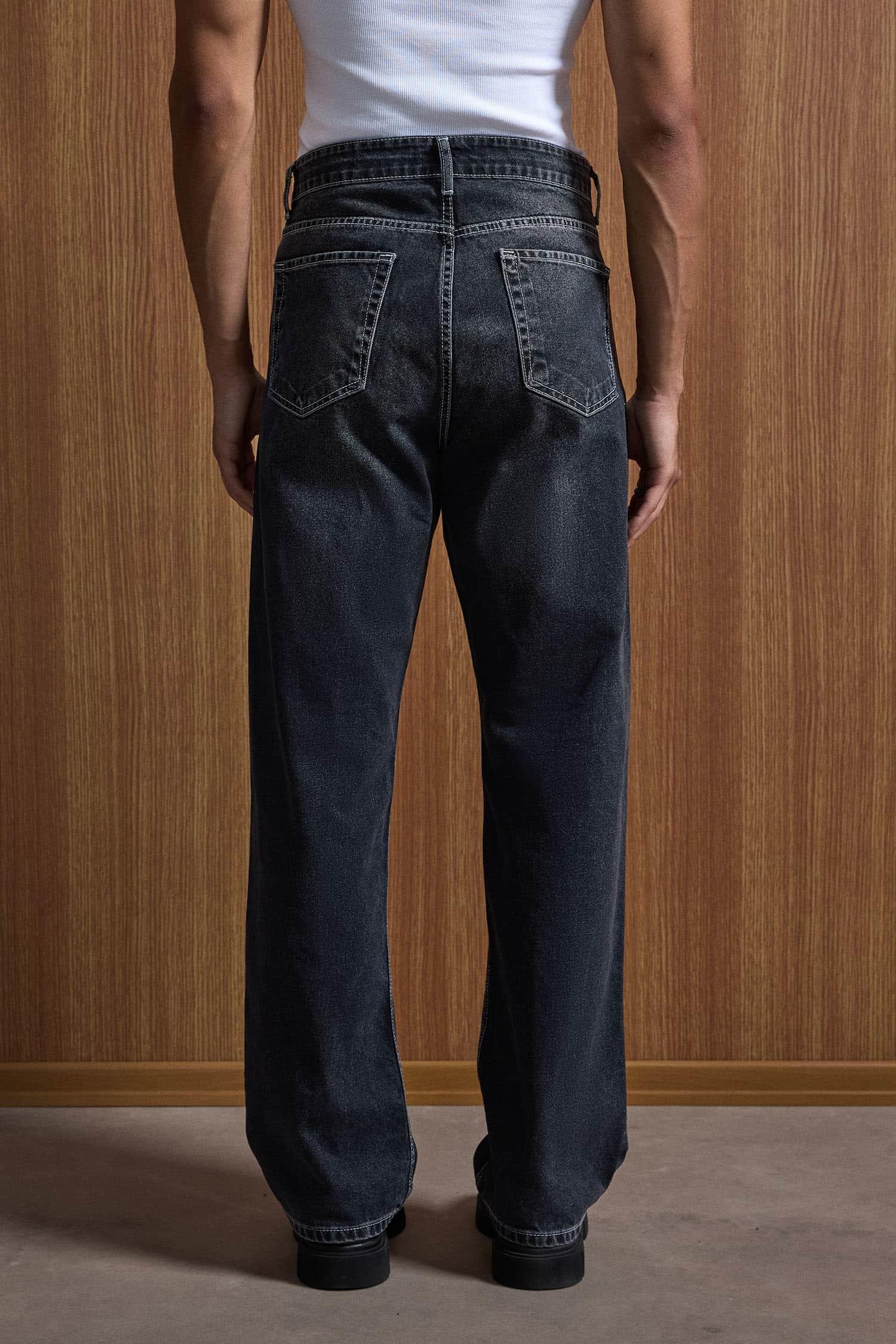 Erkek Baggy Fit Jean Siyah