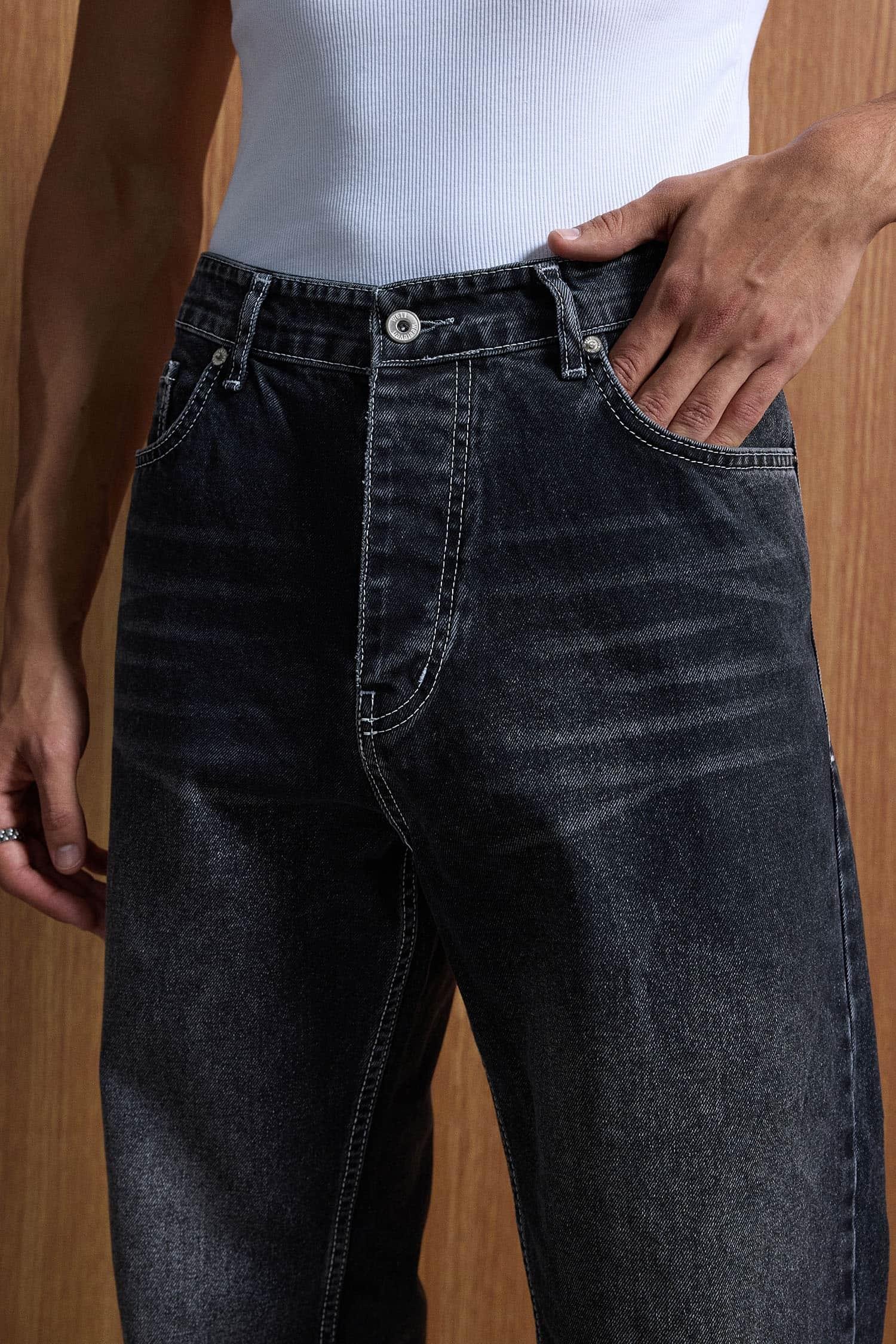 Erkek Baggy Fit Jean Siyah